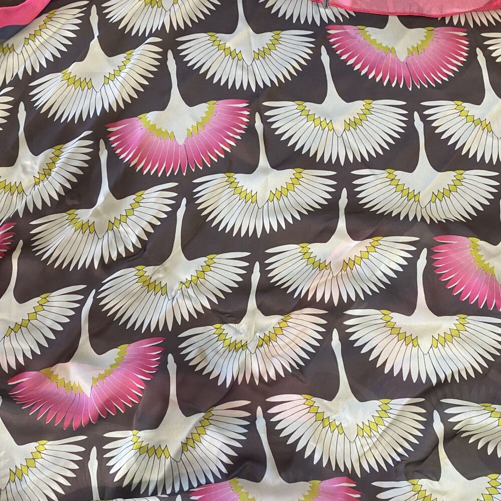 A Rare Bird Womens Square Neck/Hair Scarf Multicolor Bird Print New